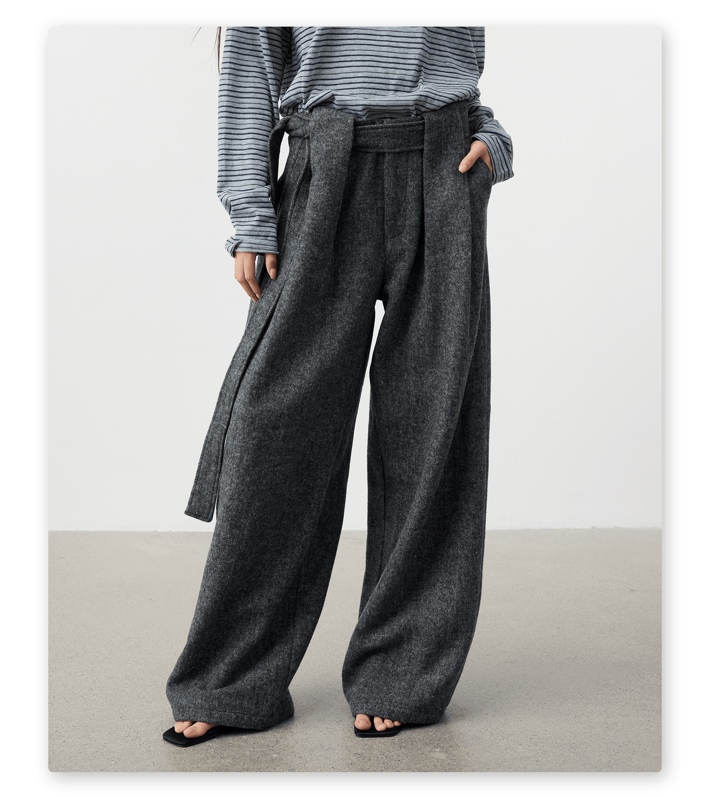 Pleated High-Waist Casual Pants