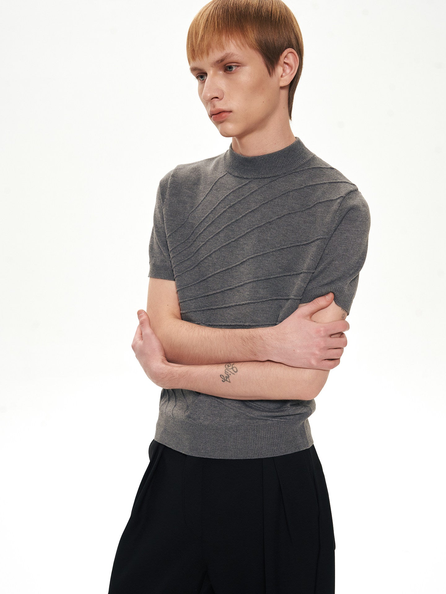 Breathable Jacquard High-Neck Knit