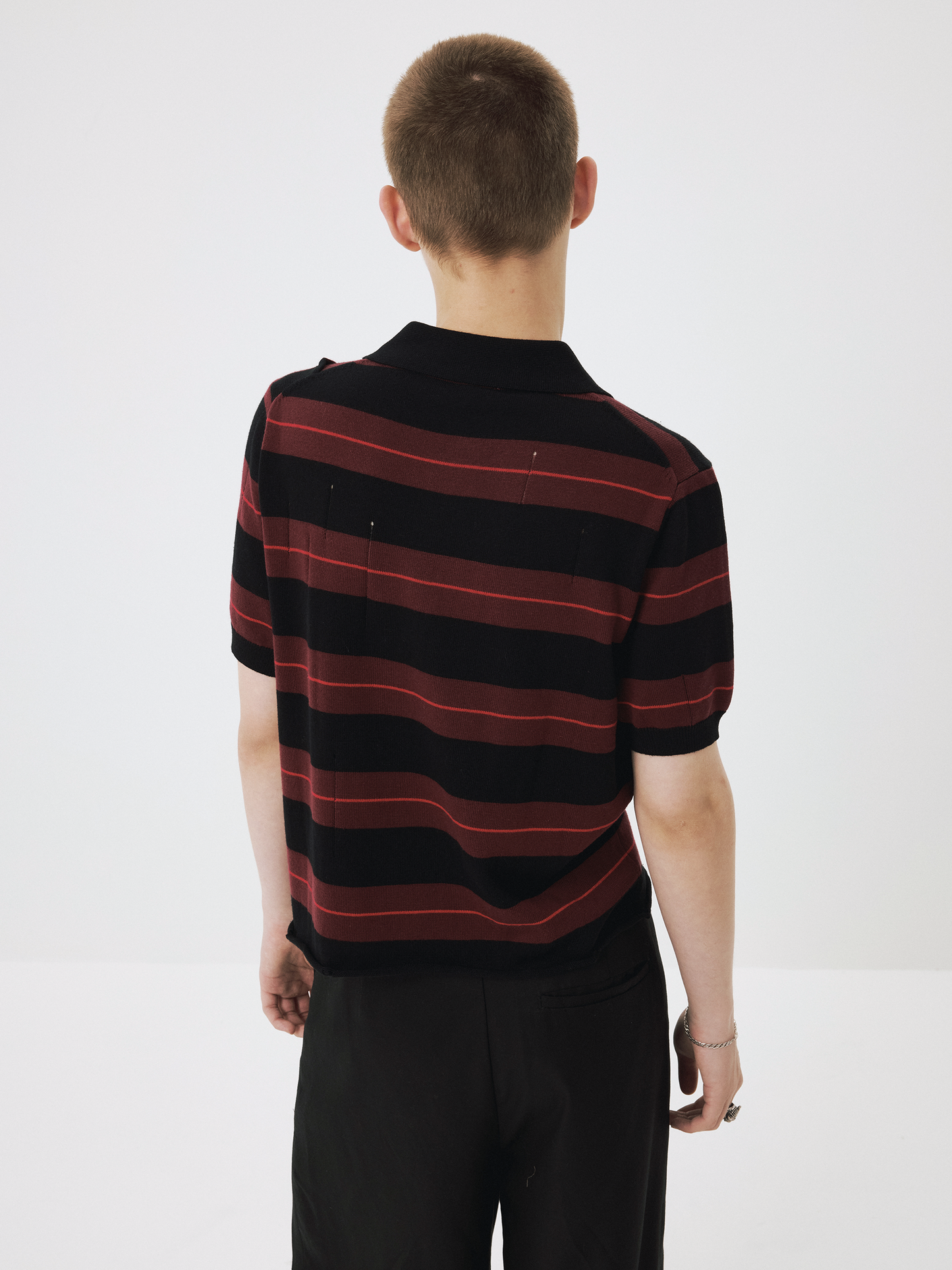 Contrast-Color Knit Polo Shirt