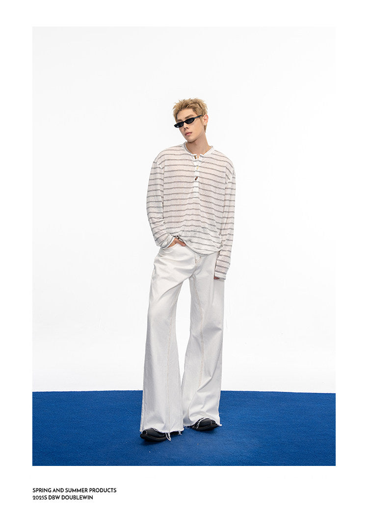 Striped Henley-Neck T-Shirt