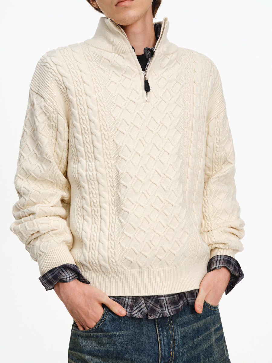 Stand Collar Half-Zip Sweater