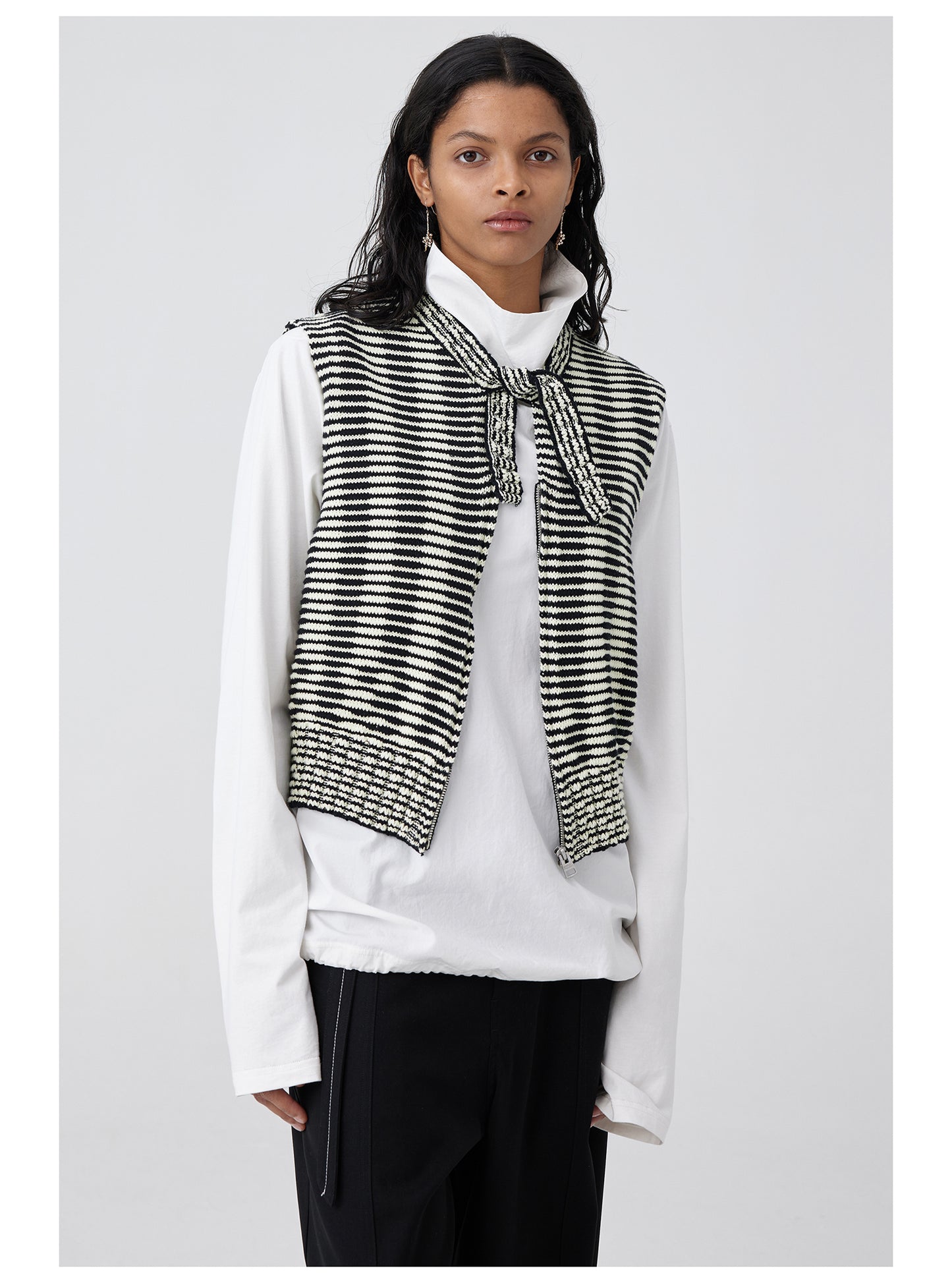 Striped knit strap vest