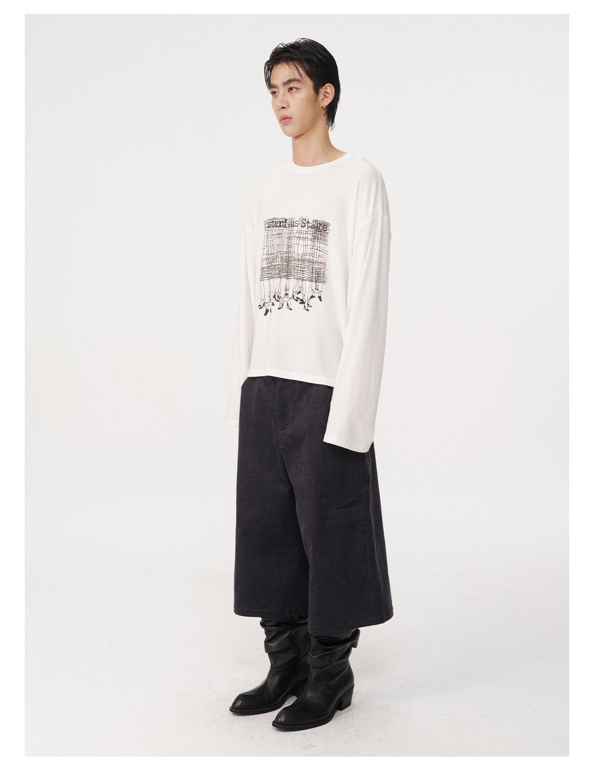 Striped corduroy cropped pants