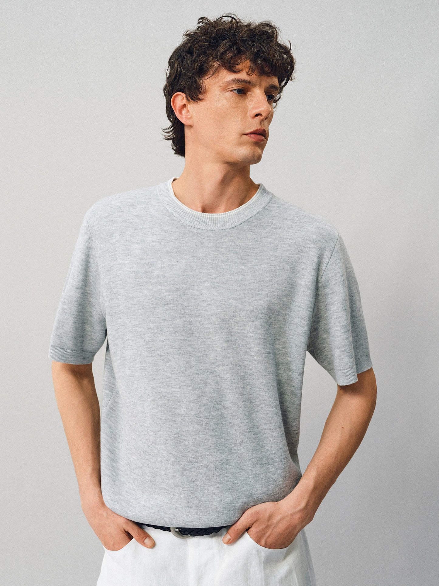 Knit shirt with contrasting trim