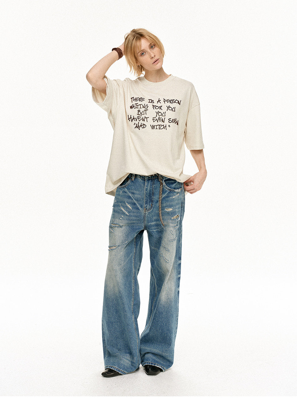 Unisex Casual Embroidered T-Shirt