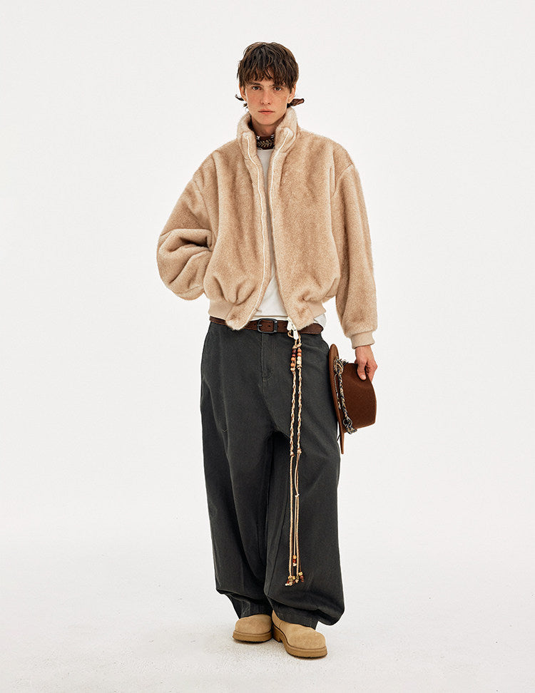 Faux Fur Stand Collar Jacket