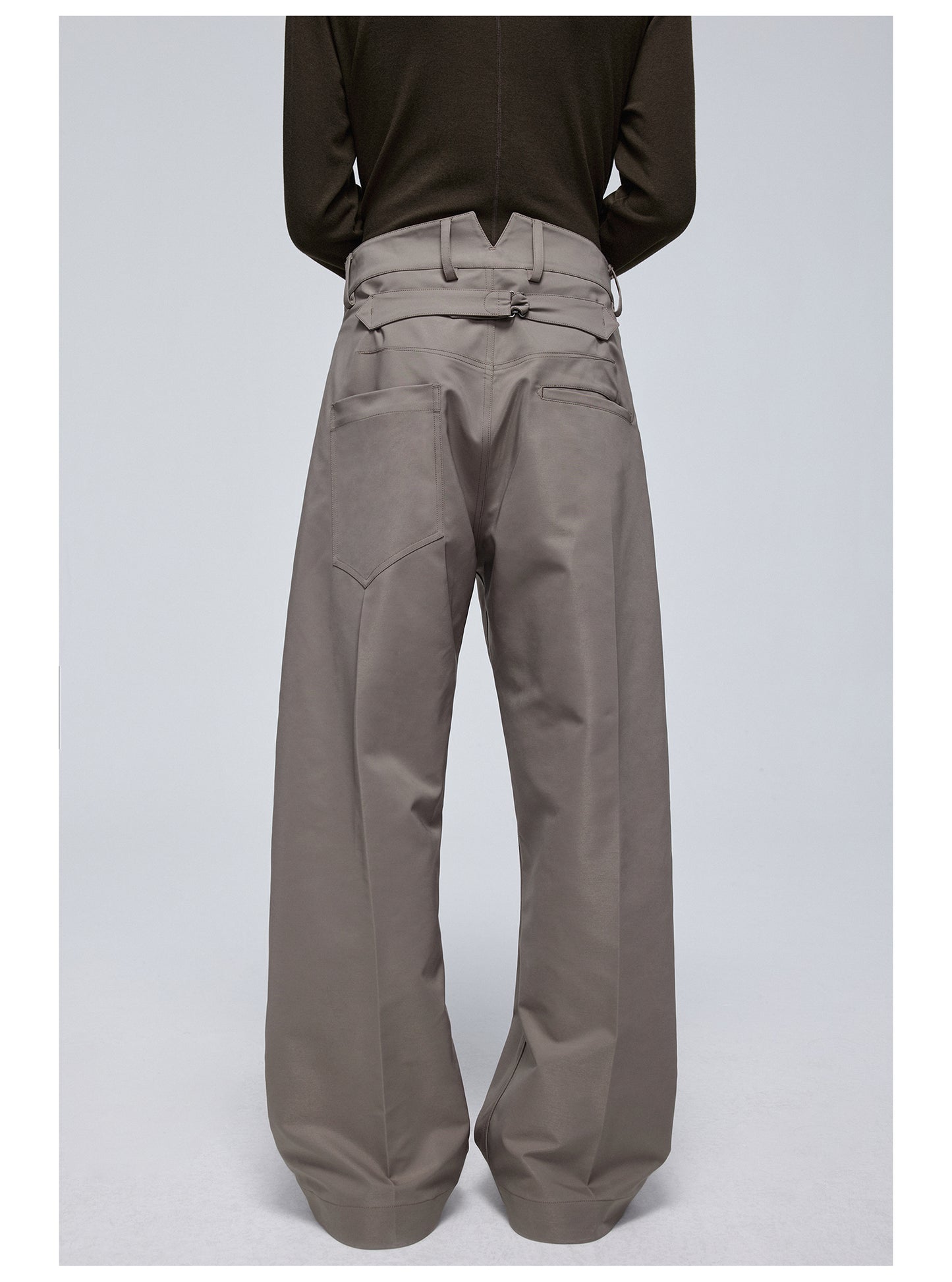 Pleated slim straight slacks pants