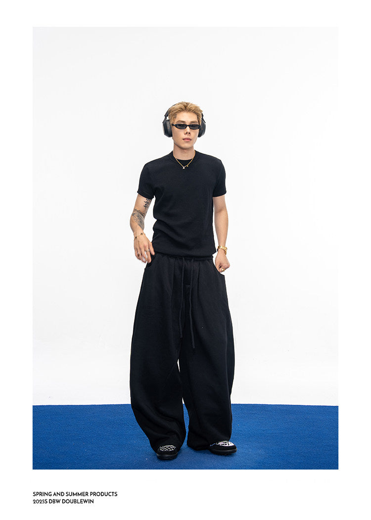 Casual Wide-Leg Sweatpants with Drawstring