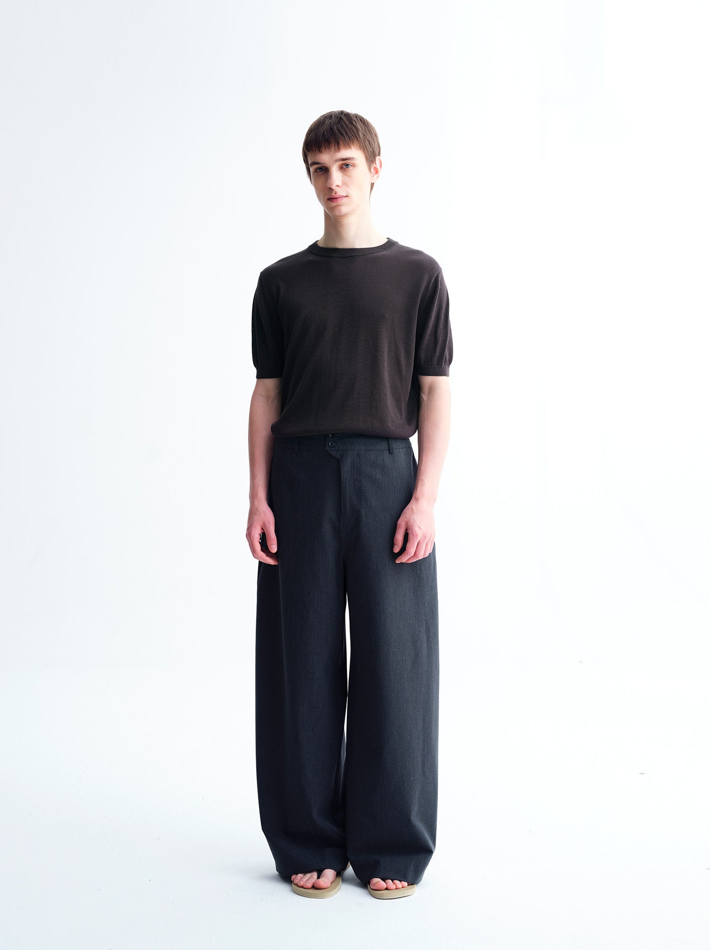 Double-Button Wide-Leg Pants