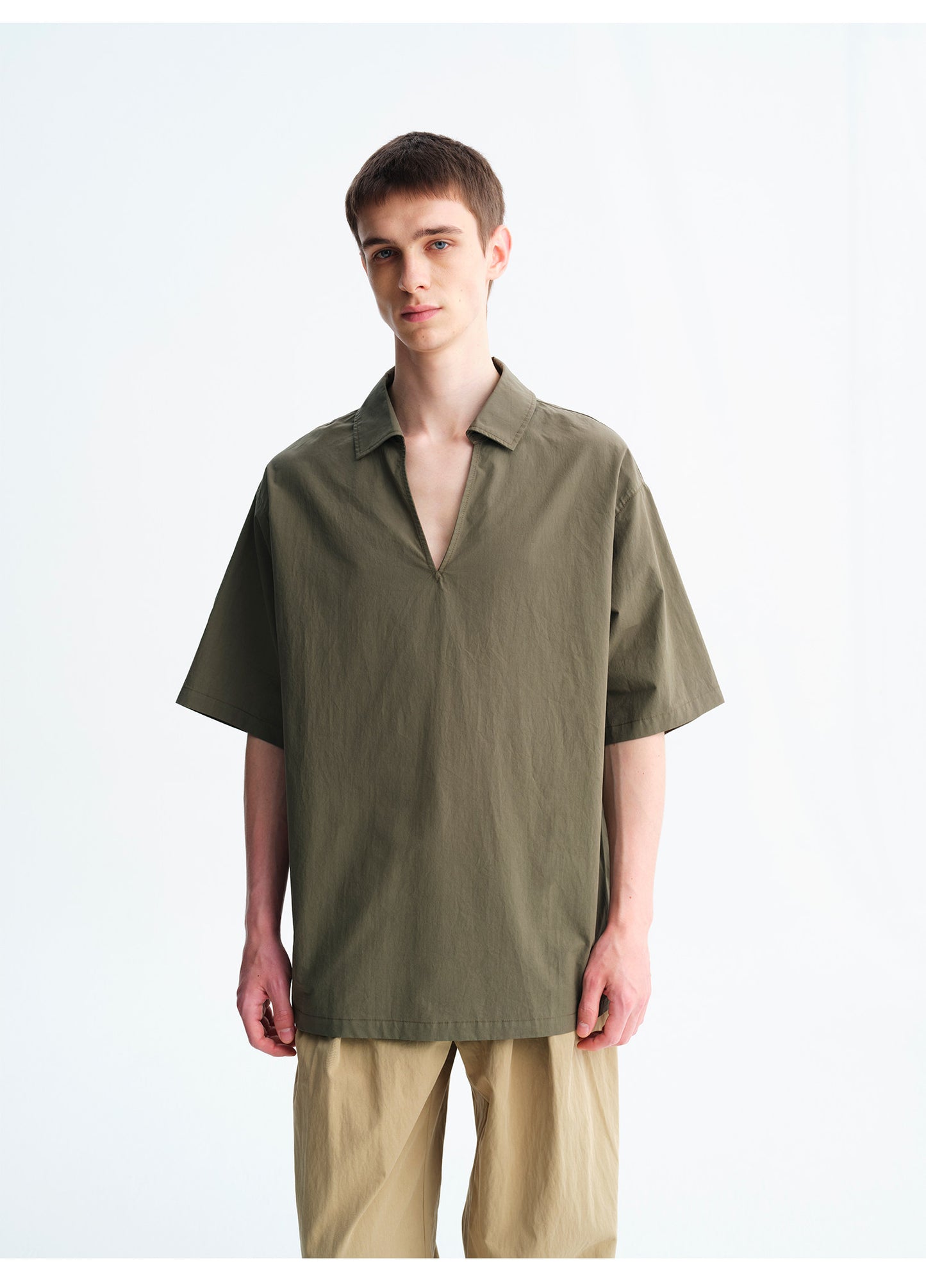 Loose-Fit V-Neck Pullover Shirt