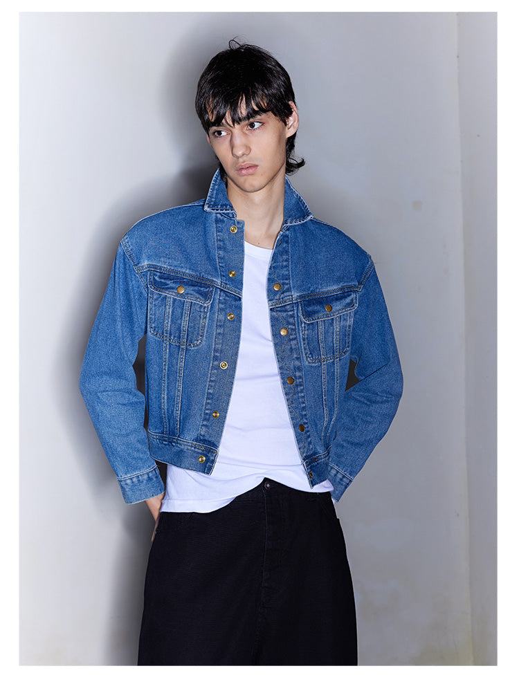 Short lapel denim jacket