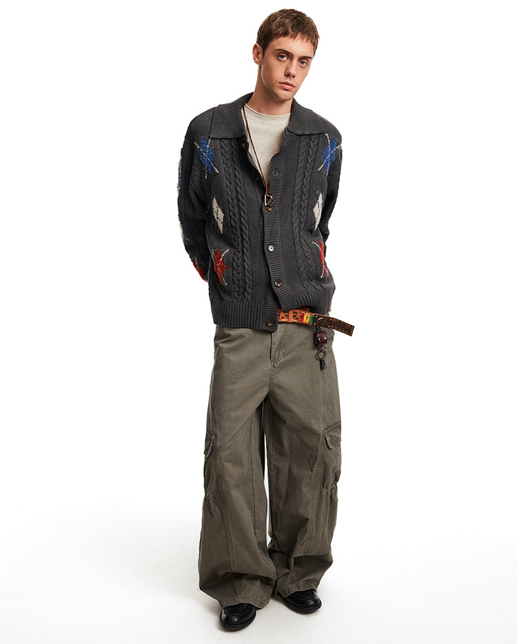 Cable-Knit Diamond Cardigan