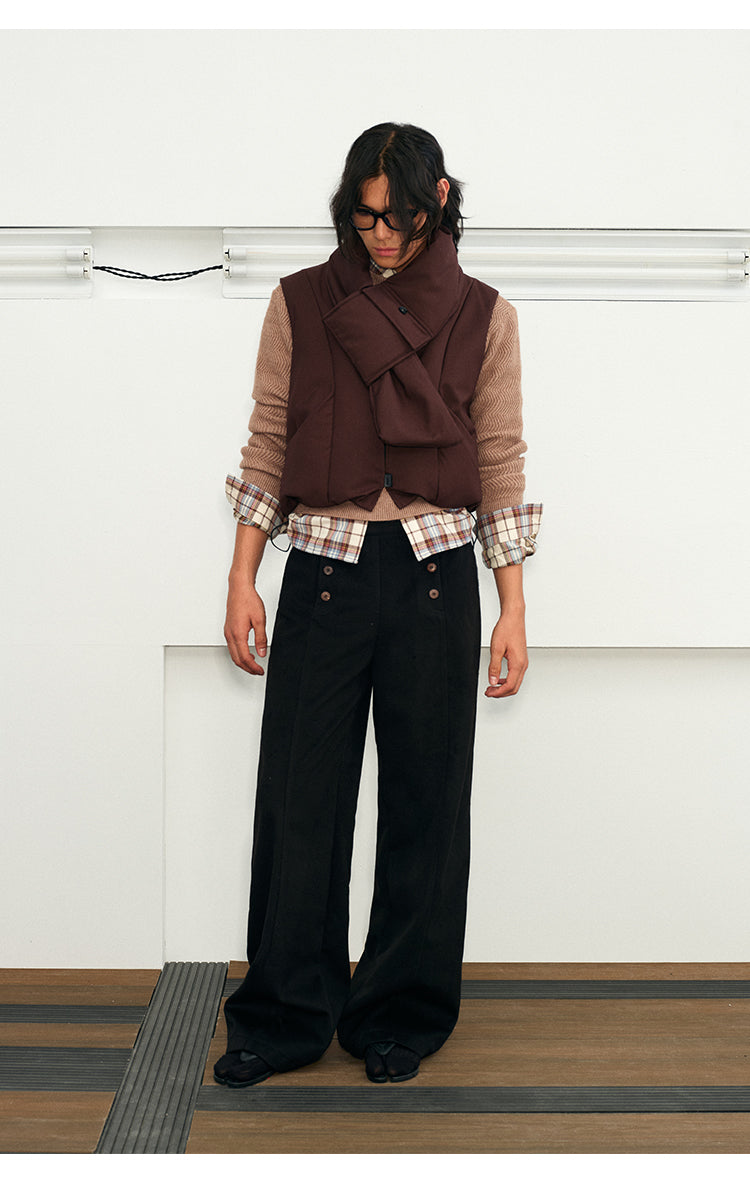 Double-breasted Glam Wool Casual Pants