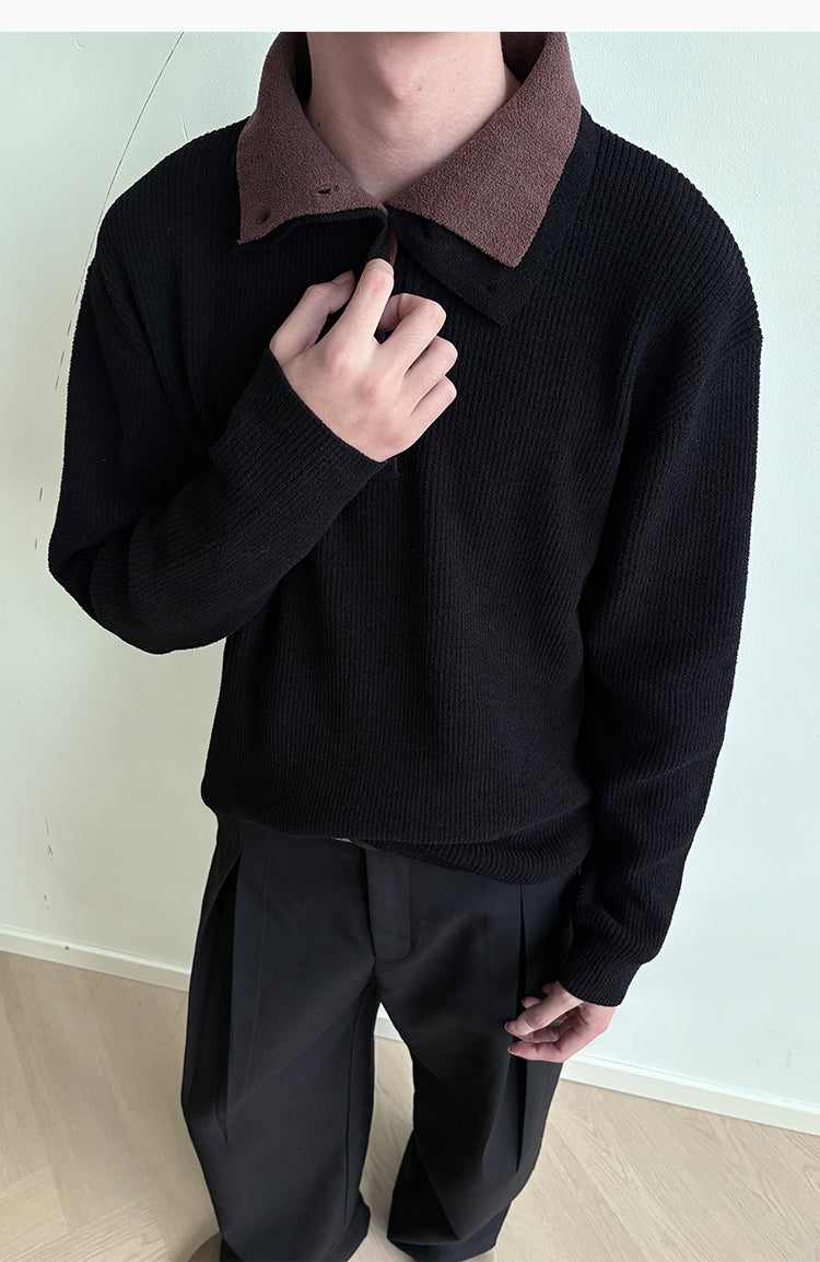 Double-Color Fake Two-Piece Sweater