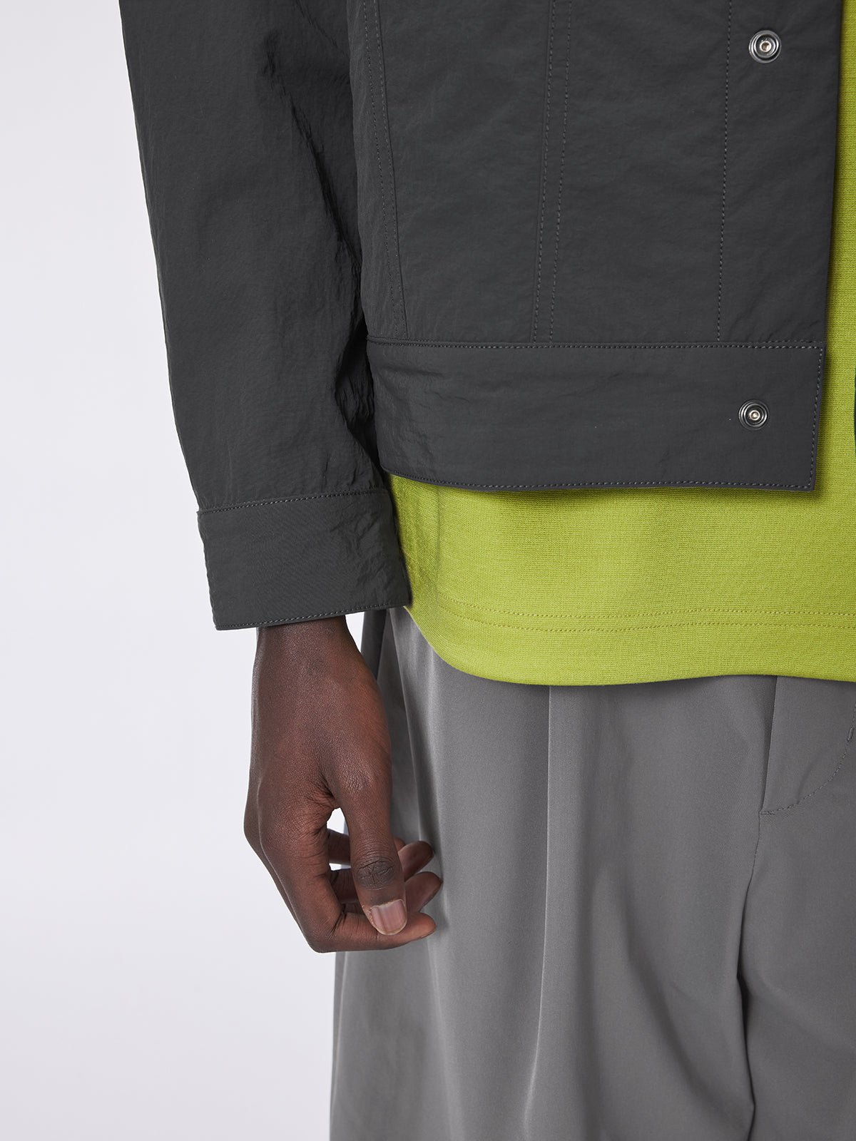 Short Wide Wrinkled Nylon Jacket