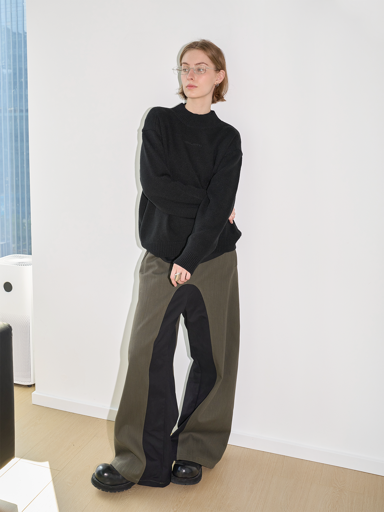 Unisex contrast color casual pants