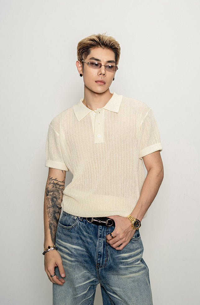 Slightly sheer polo shirt