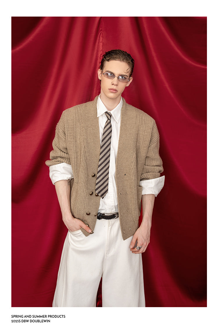Loose Double-Breasted Cardigan