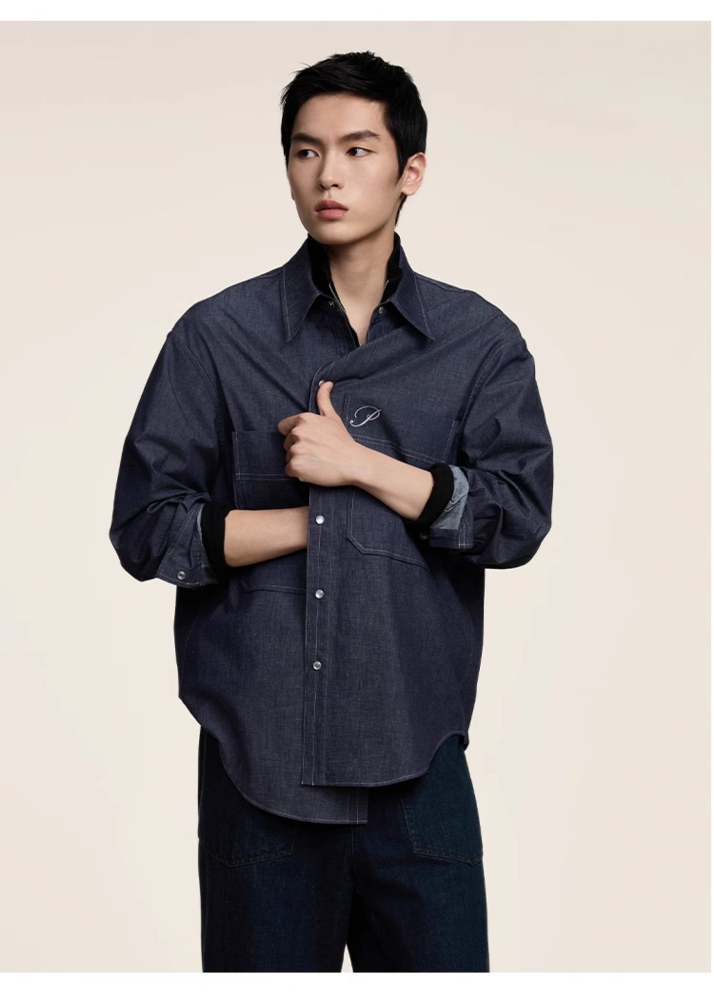 Retro Double Pocket Denim Shirt