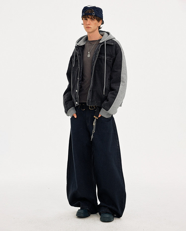 Street Patchwork Wash Denim Jacket