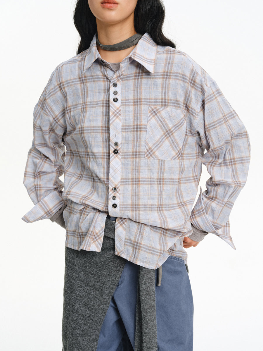 Multi-button Checkered Shirt