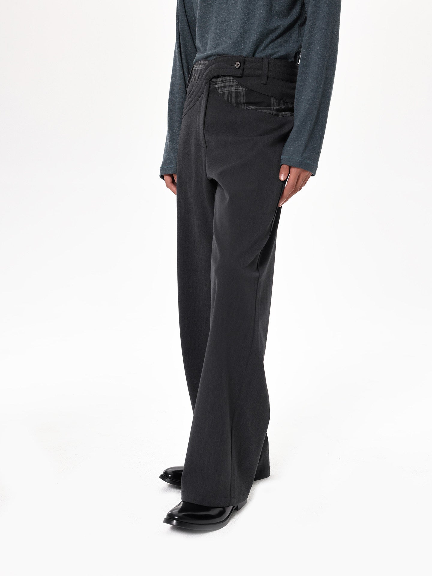 Checkered Straight-Leg Pants