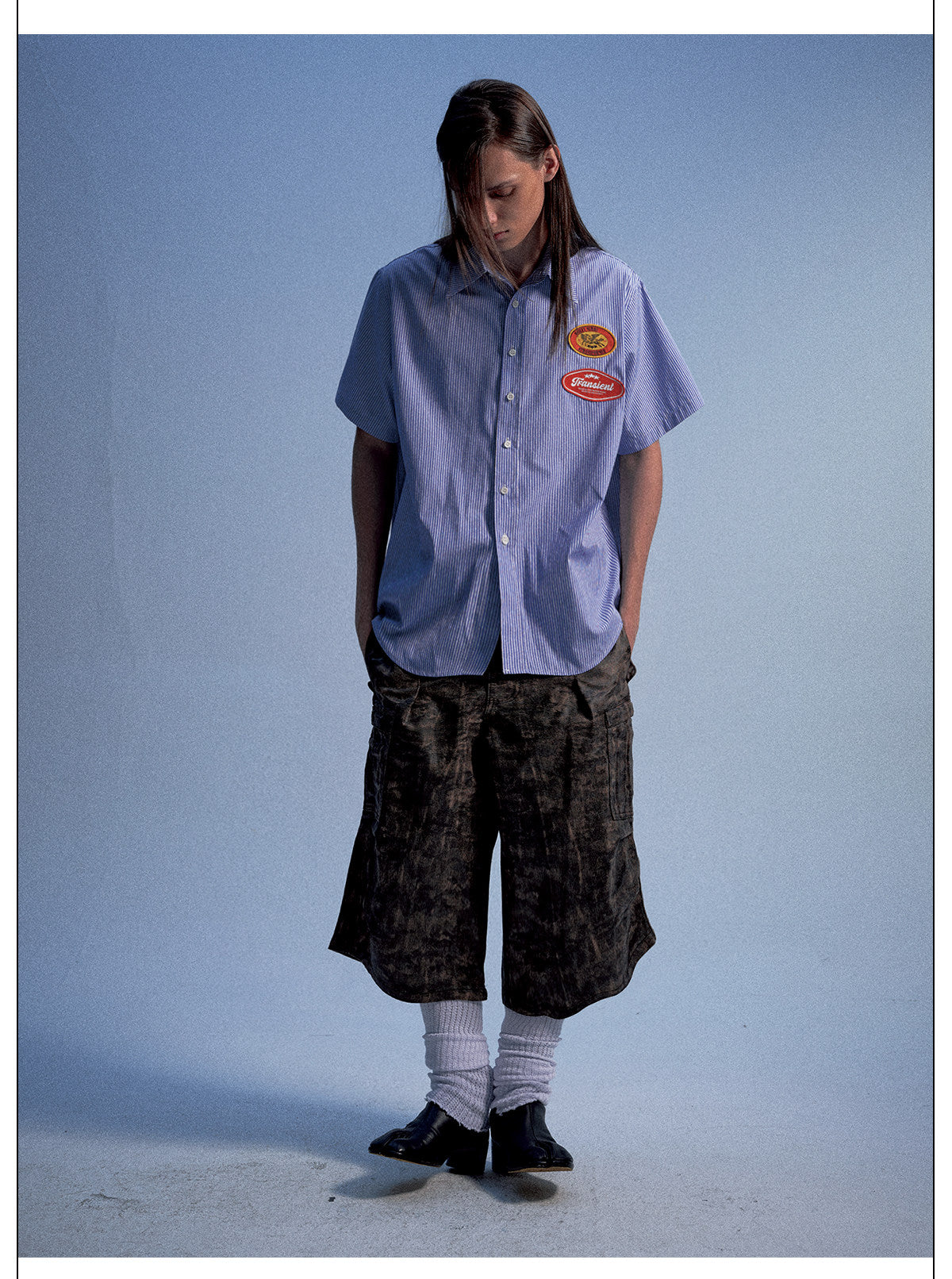 Striped Shirt with Embroidered Emblem　