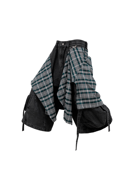 Detachable Scarf Denim Shorts