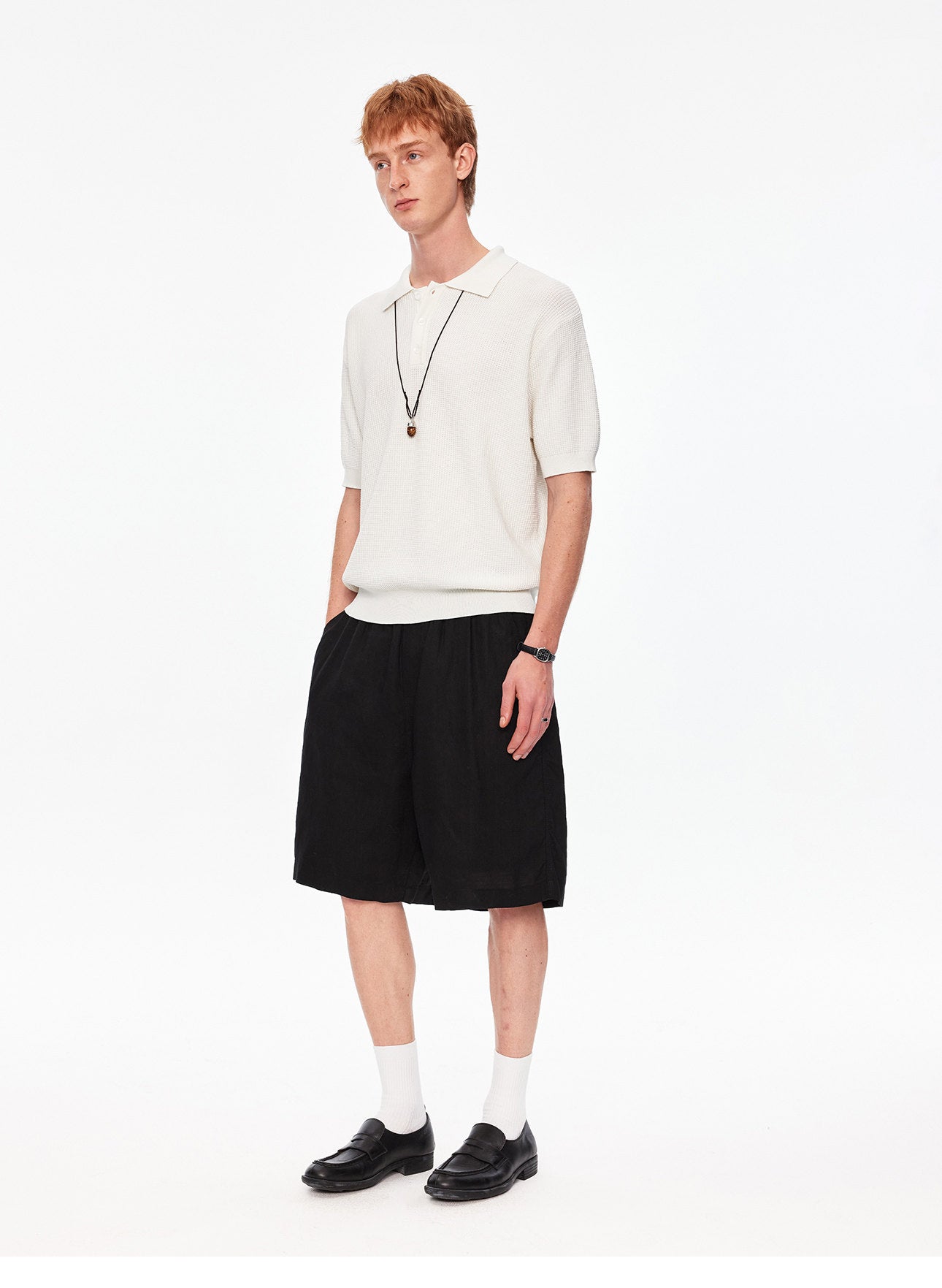 Waffle-Knit Polo Shirt