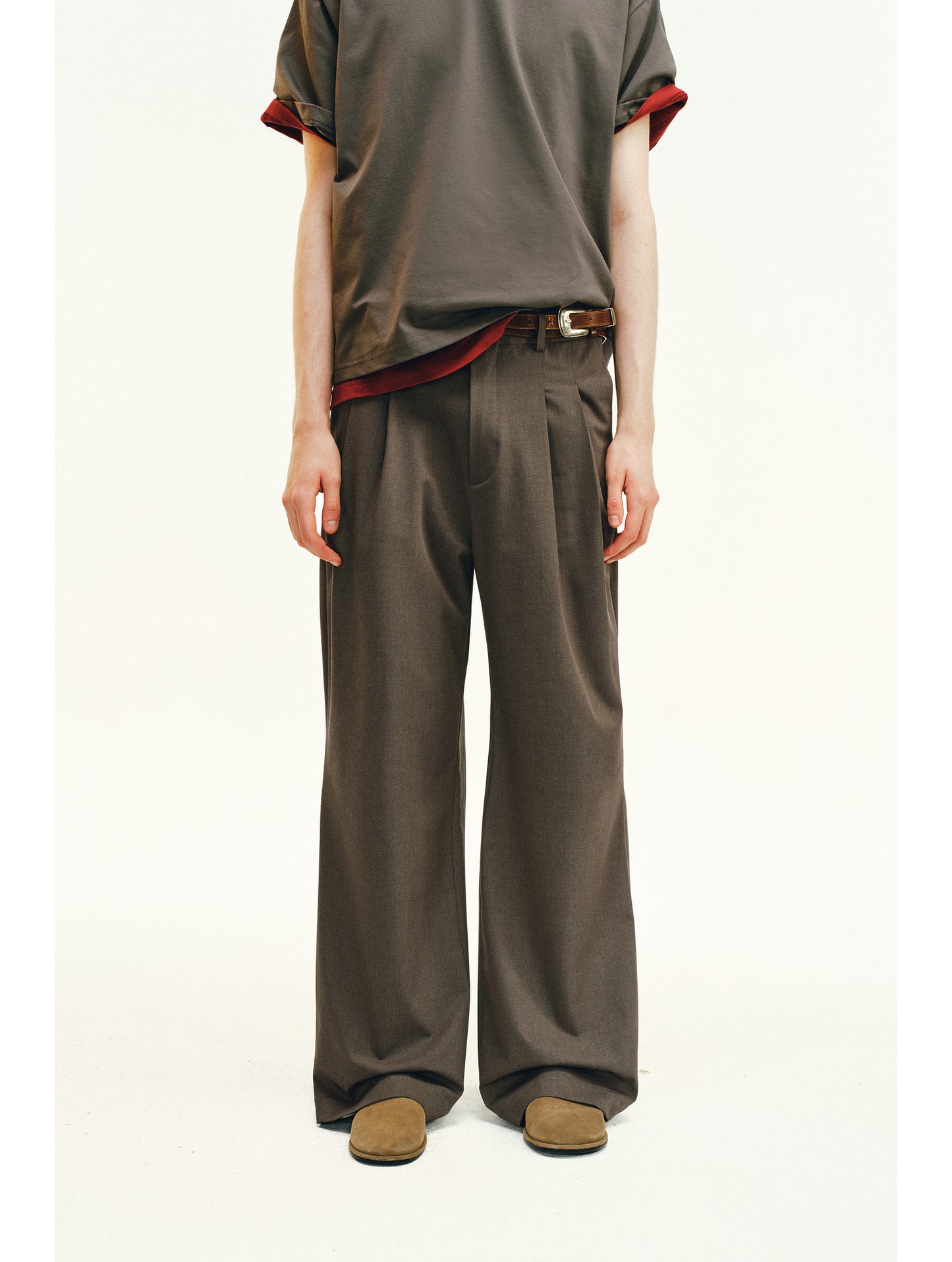 Double-Pleated Casual Pants