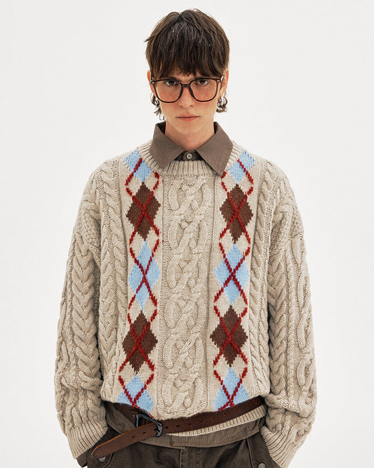 Retro-Style Cable-Knit Sweater