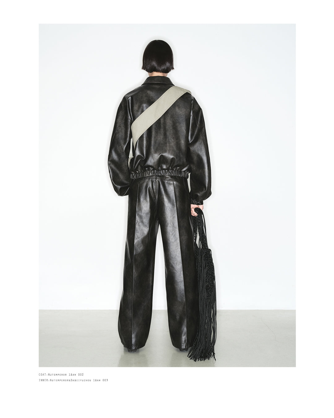 Imitation leather straight pants