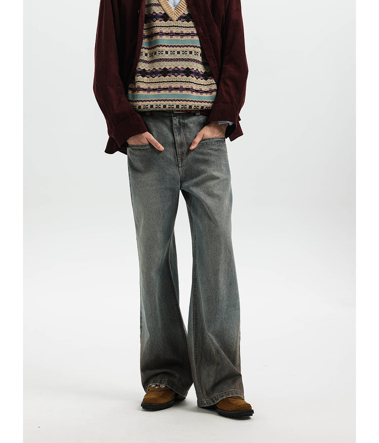 Gradient wash straight jeans