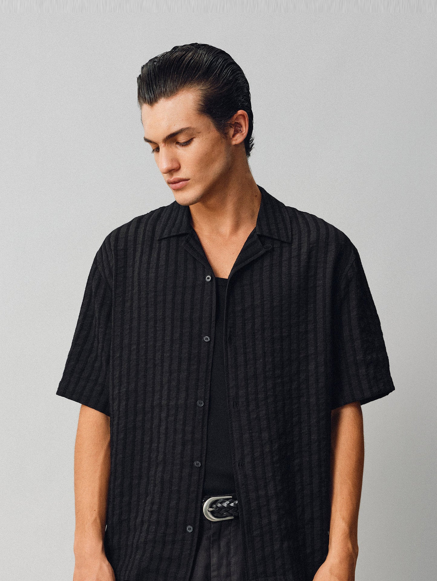 Jacquard Linen Striped Shirt
