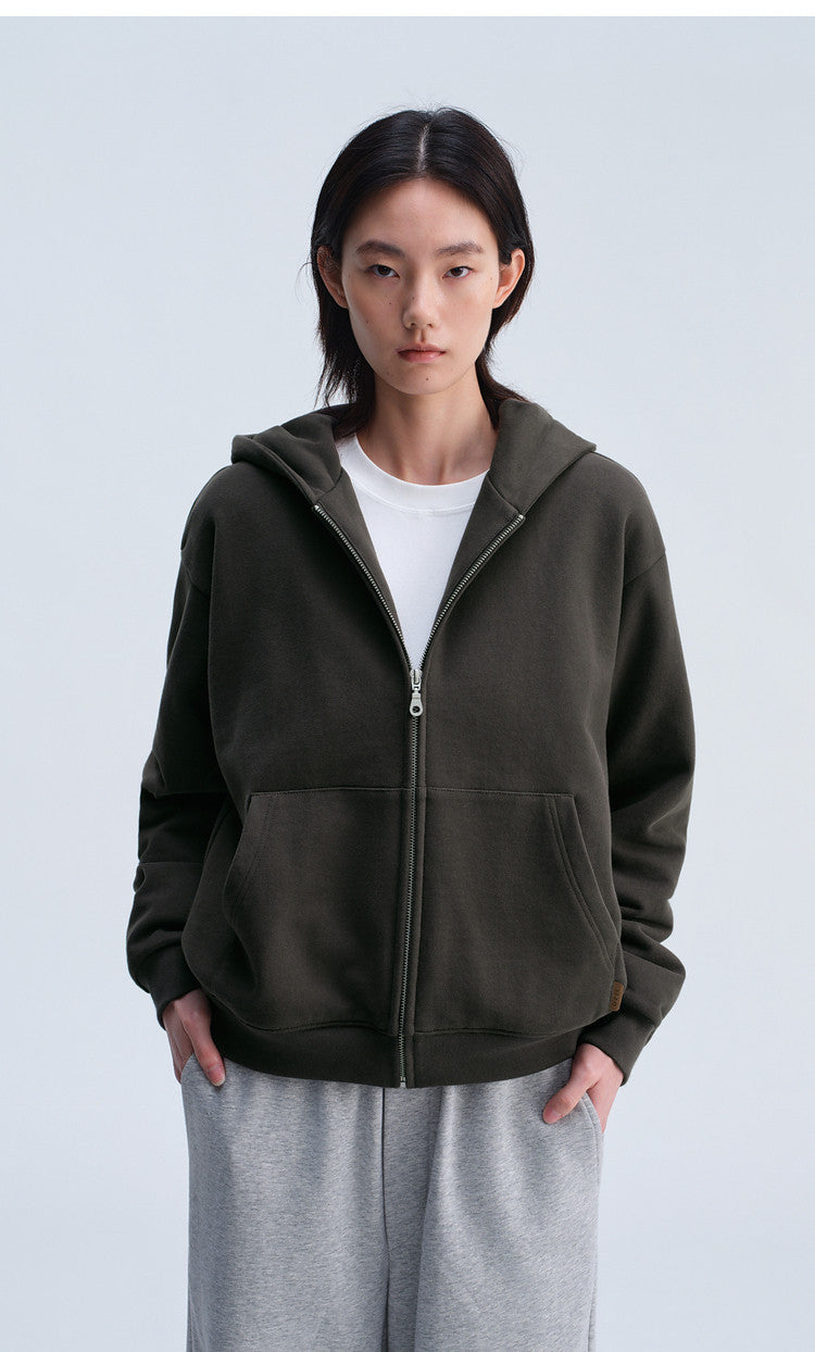 Short-Sleeve Hooded Zip-Up Sweatshirt