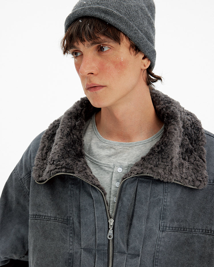 Distressed Pleated Jacket