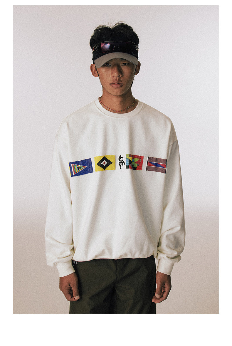 Hand Beaded Flag Sweatshirt