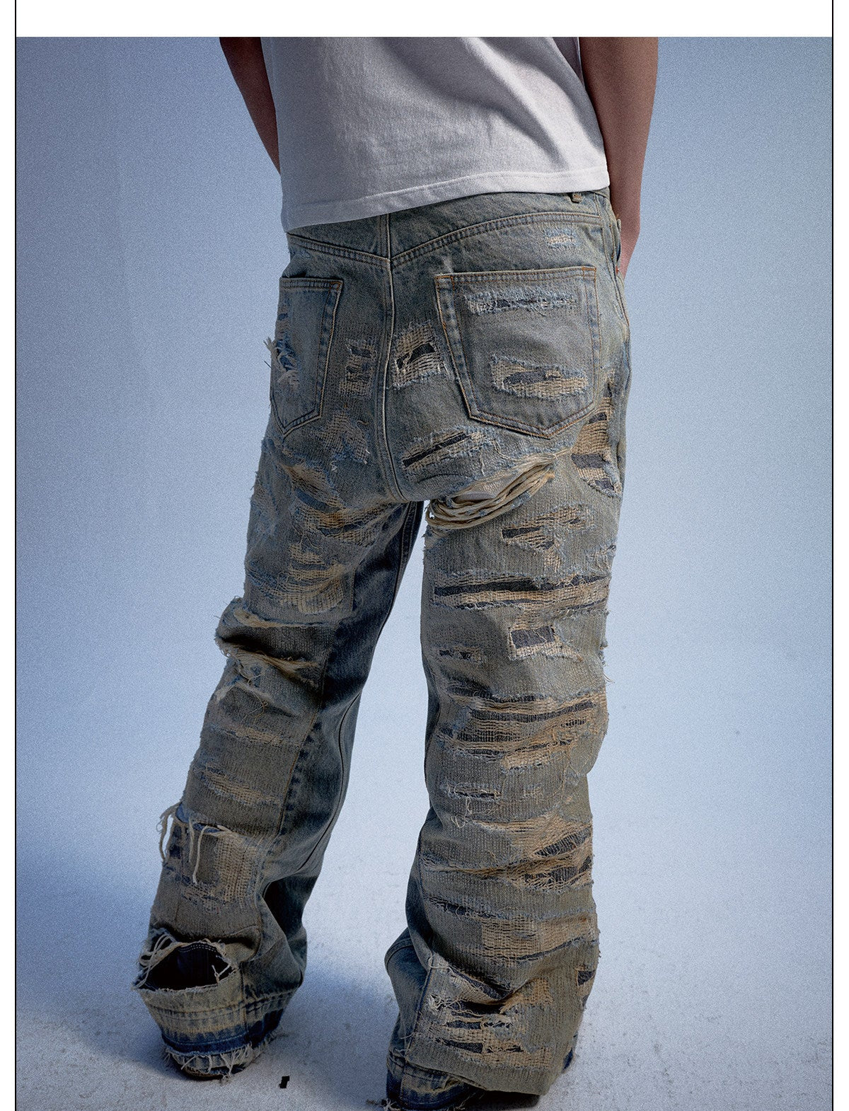 Vintage-Style Washed Wide-Leg Denim Pants