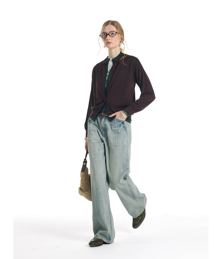 Whisker-Washed Denim Pants