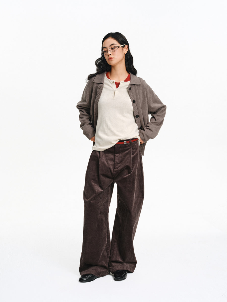 Double-Pleated Casual Pants