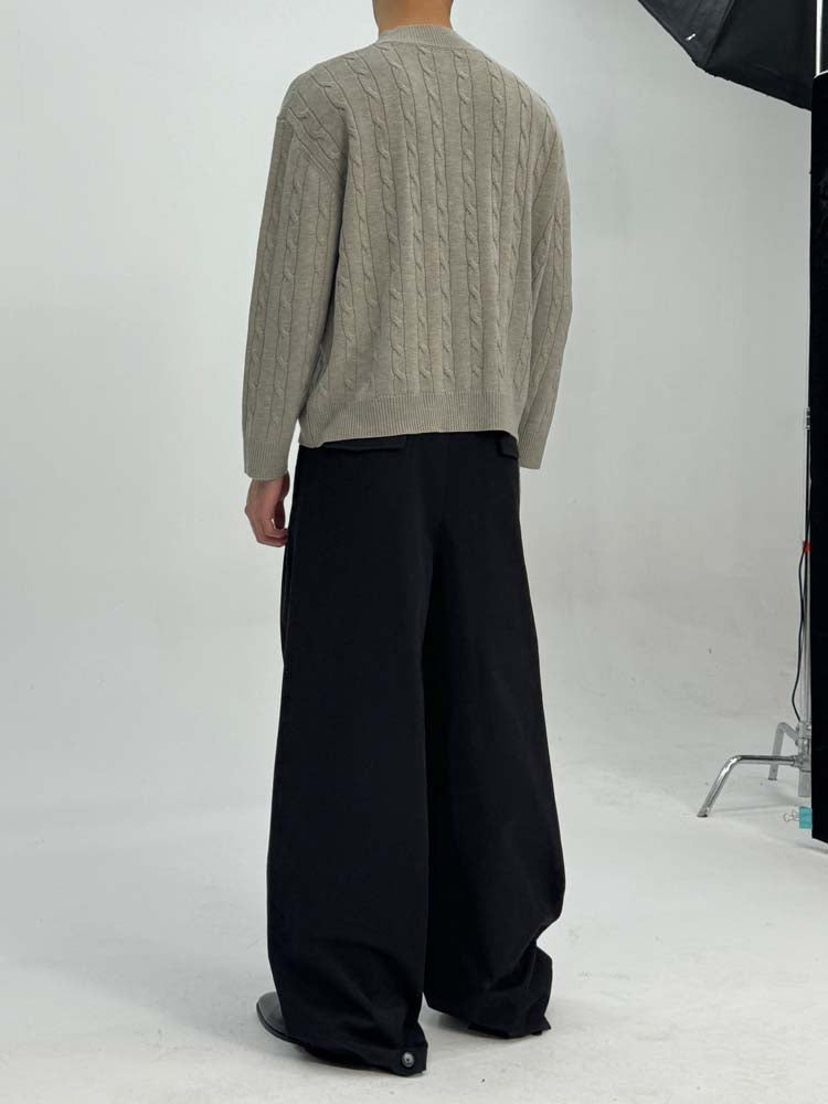 Carded Wool Cable Sweater