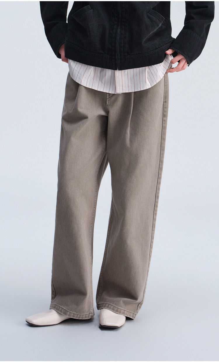 Single-Tuck Denim Pants