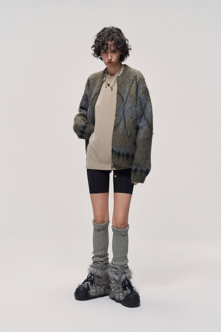 Fair Isle Wool Blend Zip Cardigan