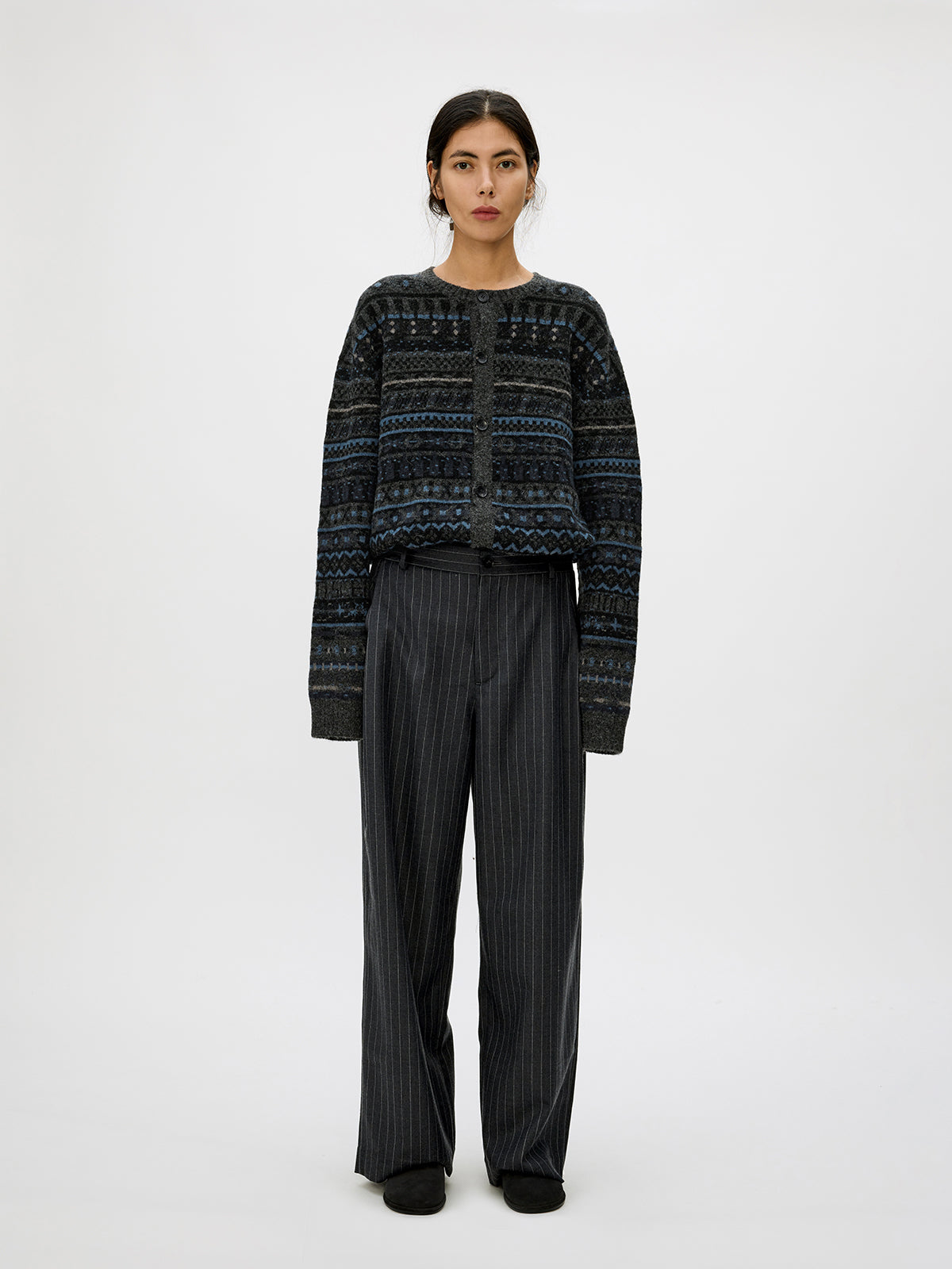 Straight-Leg Pleated Casual Pants