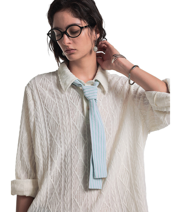 Hollow Jacquard Polo Shirt