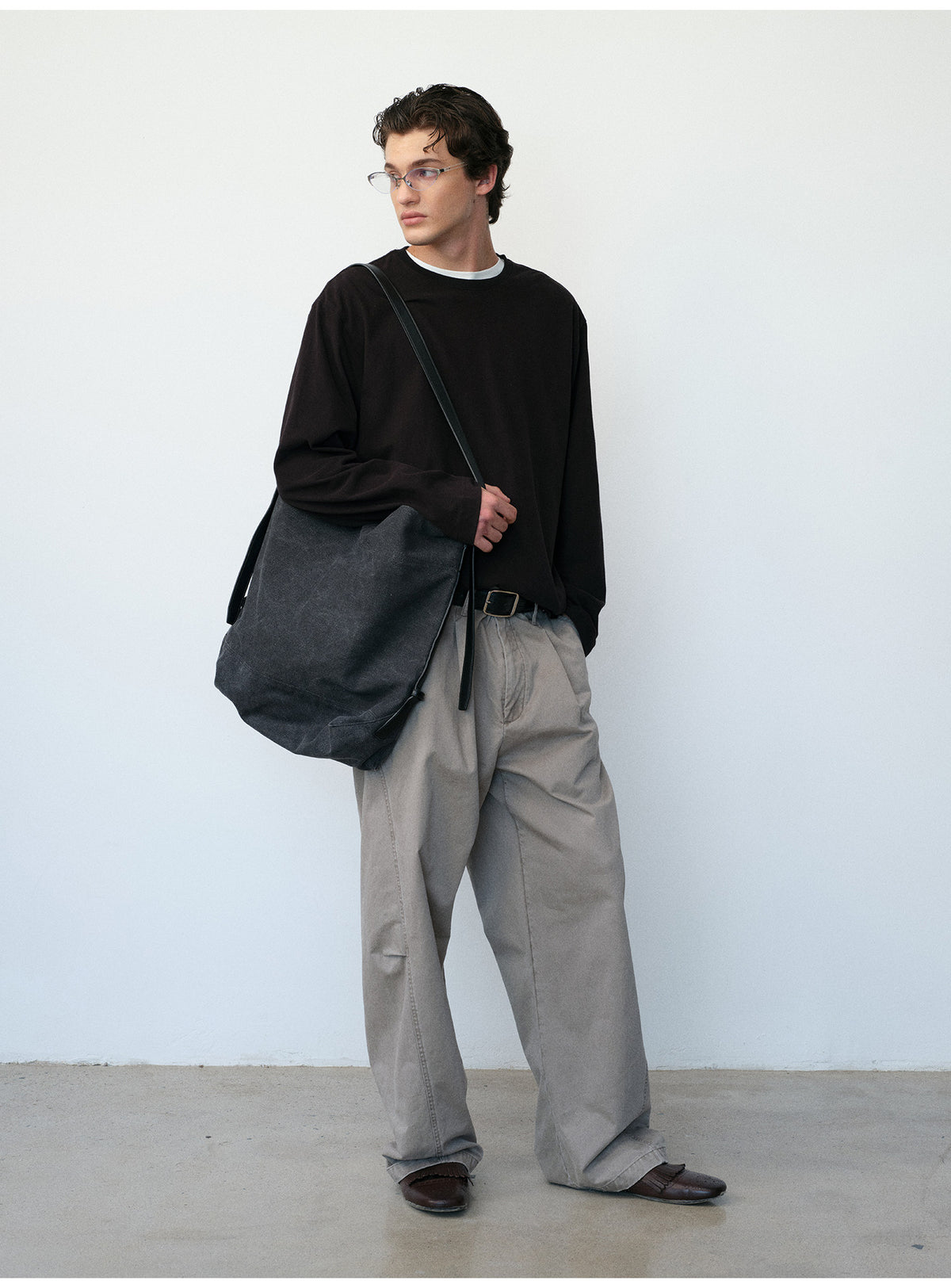 Brushed Cotton Crew Neck Basic T-Shirt