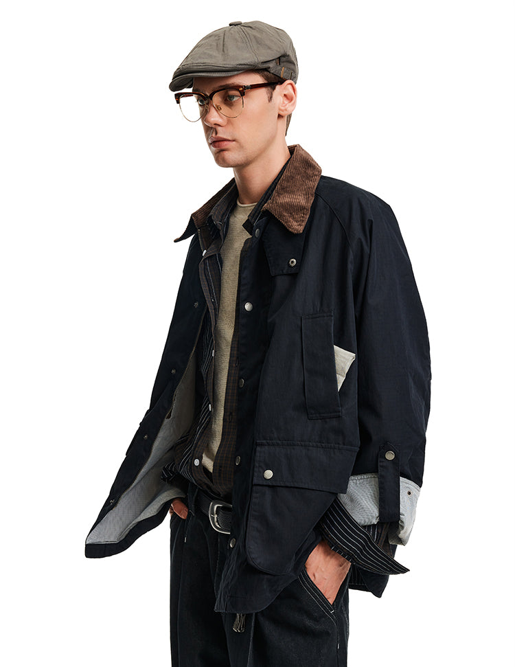 Patchwork Corduroy Collar Jacket