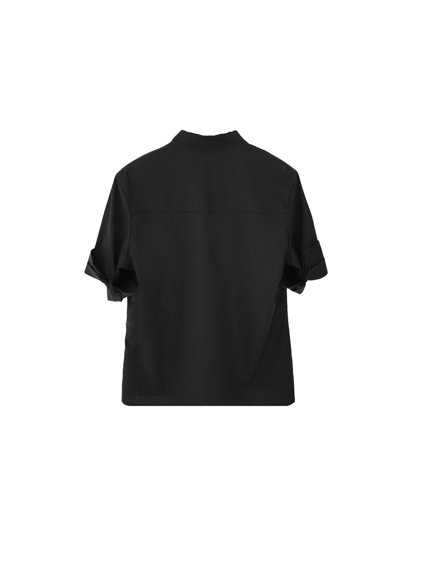 Shirt with a stand-up collar and diagonal placket