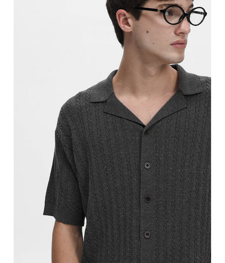 Turtleneck Button-Down Knit Shirt
