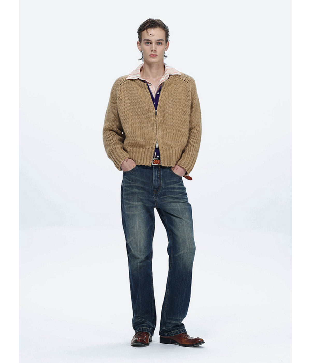 Short-Fit Waist Cardigan